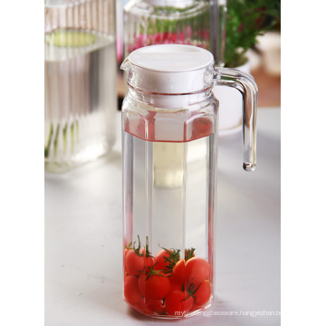 Haonai High quality transparent 1.5L glass juice jug glass water jug /pitcher with plastic lid